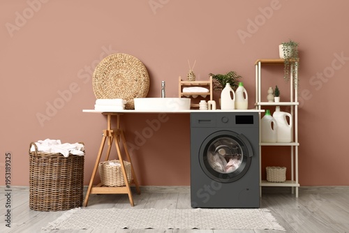 Interior of stylish laundry...