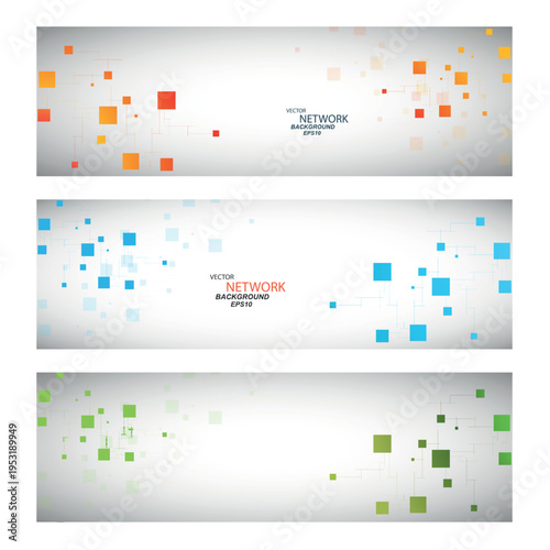 Vector color network connection and DNA atom