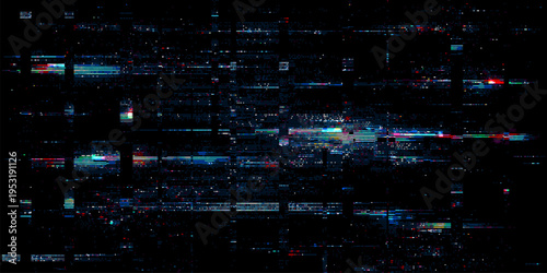 Glitch effect background with digital static noise. Abstract vector distorted screen texture for modern technological design. Data transmission error and cyber cyberpunk style pattern.