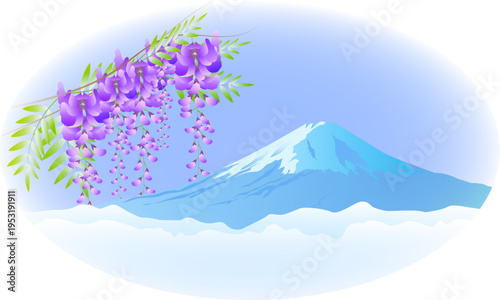 藤の花と富士山