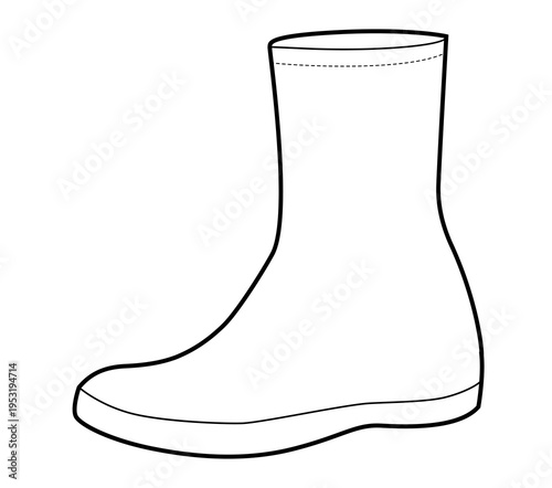 High top stretch sneakers shoe single sketch. Sleek knit footwear for city run, active lifestyle, man woman unisex. Technical fashion illustration, CAD mockup, clean vector isolated athletic style.