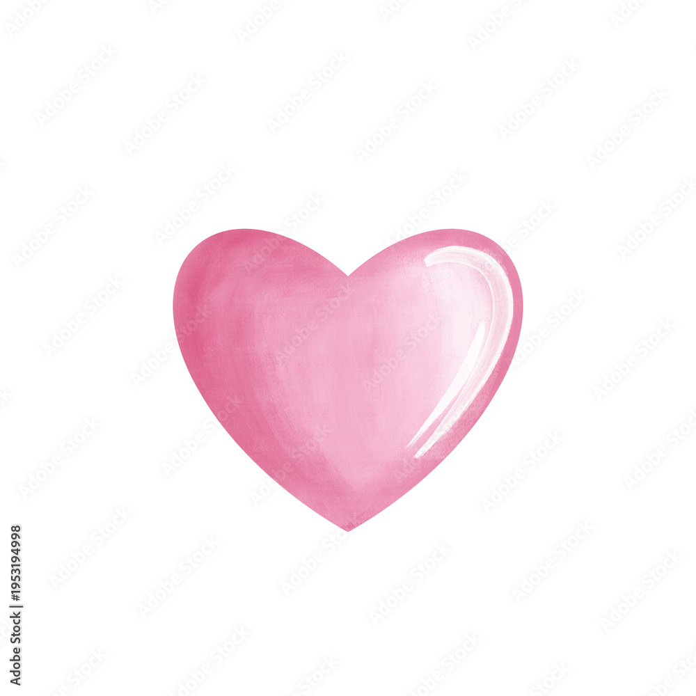 Fototapeta premium Kids illustration of a pink heart. Hand-drawn on a tablet. Ideal for kids designs, cards, websites, textiles, and wrapping paper.