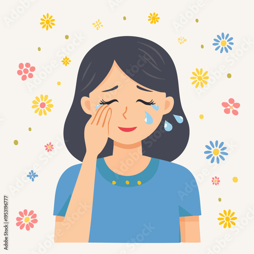 花粉症目かゆみベクター背景素材