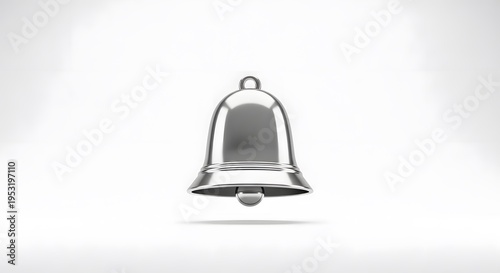 Silver Shiny Bells Symbolizing Alerts and Notifications on white background 