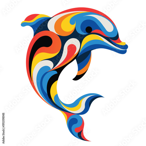 Abstract Dolphin Vector – Colorful Swirling Pattern Illustration

