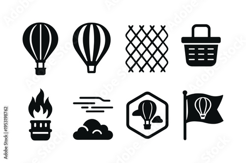 Hot Air Balloon Icons Collection