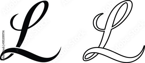 Calligraphy Letter L Script Typography Design Vector