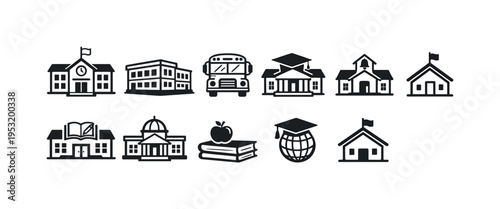 School Buildings and Education Icons