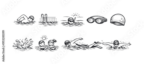 Swimming Activities Doodle Collection