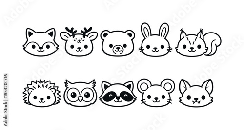 Cute Woodland Animal Faces Collection