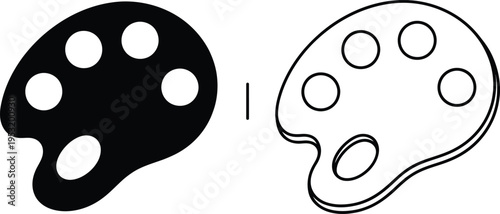 Artist Paint Palette Icon Solid and Line Set Vector