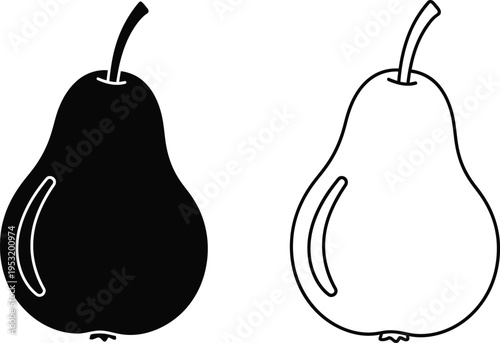Pear Fruit Vector Icon Set Vector