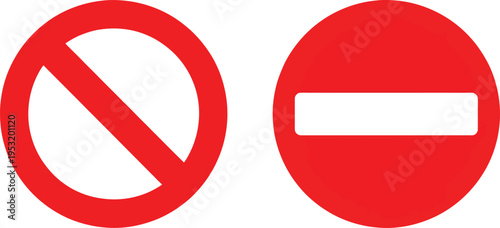Red prohibition signs showing no parking no entry and no smoking symbols in a clean vector style
