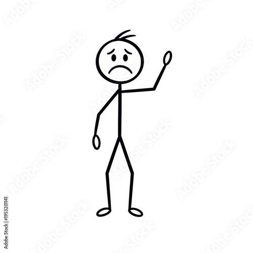 Angry Stick Figure with Raised Hand.