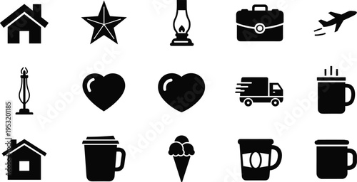 Large General Object Silhouette Collection Featuring Hobby Equipment Tools Decorative Symbols Signage And Everyday Items For Versatile Graphic Design Creative Projects And Educational Illustration