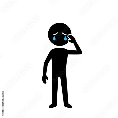 Crying Man Silhouette with Tears.