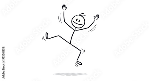 Happy Stick Figure Dancing Freely Joyful.