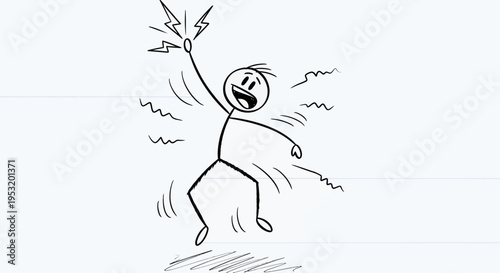 Happy Stick Figure Dancing with Birds.