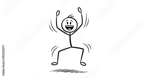 Happy Stick Figure Dancing with Joy.