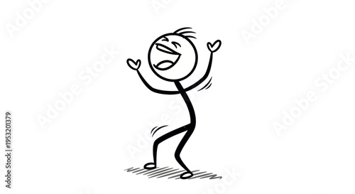 Happy Stick Figure Dancing with Joyful Expression.