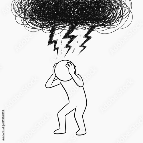 Man Overwhelmed by Mental Health Struggle.