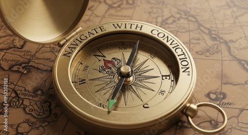 Antique Brass Compass Navigates with Conviction