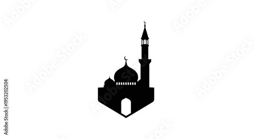 Mosque Silhouette with Dome and Minaret 2.