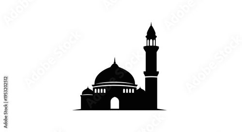 Mosque Silhouette with Dome and Minaret 3.