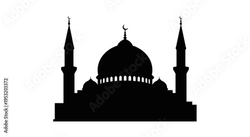 Mosque Silhouette with Dome and Minarets 2.