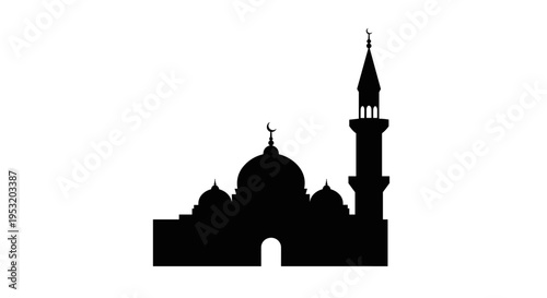 Mosque Silhouette with Dome and Minaret 21.