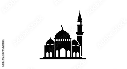 Mosque Silhouette with Dome and Minaret 23.
