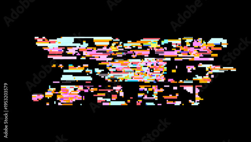 Pixelated glitch vector with red pink tones, digitalism concept in cosmic pixel space aesthetics for tech and gaming use. Ideal for tech branding, UI, and sci-fi graphics.