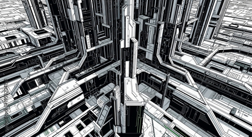 Photos Abstract Cityscape - A High-Angle View of Urban Complexity.