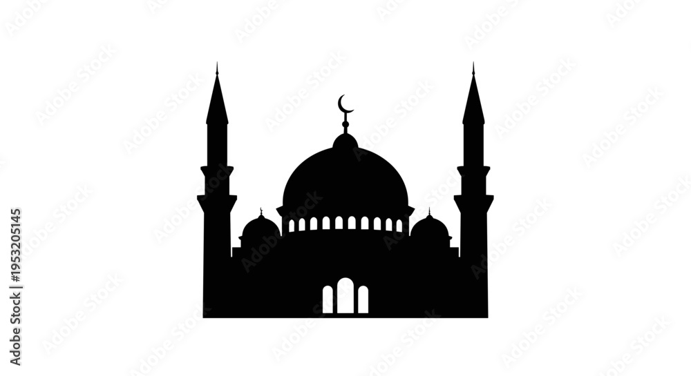 Fototapeta premium Mosque Silhouette with Dome and Minarets 20.
