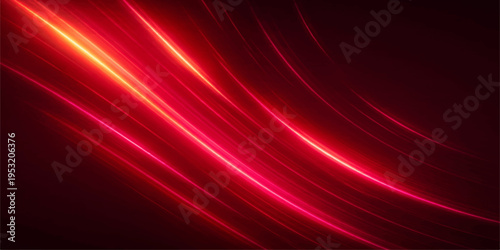 Red abstract background with glowing flowing waves and colorful light lines creating a dynamic digital pattern