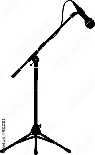 mic stand silhouette vector illustration
