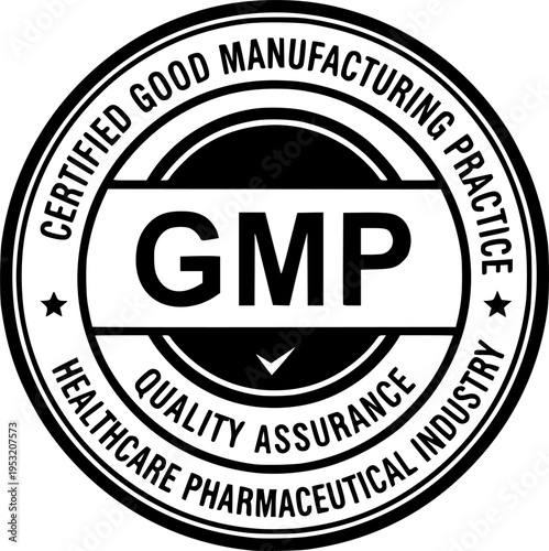 Gmp certified good manufacturing practice seal stamp for quality assurance healthcare pharmaceutical industry vector

