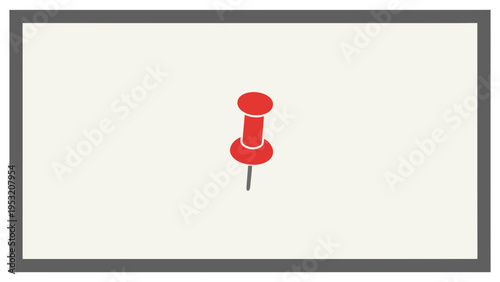 Pin pushpin icon on blank frame board template for note reminder display design