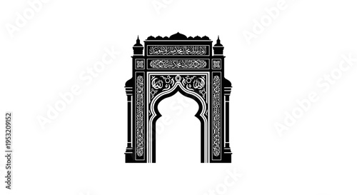 Ornate Archway with Intricate Carvings and Towers.