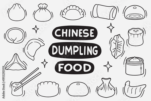 set of dumpling doodle good for background, wallpaper, element design, icon, etc