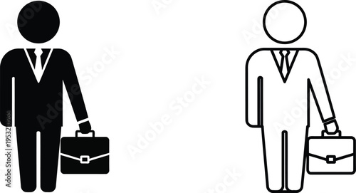 Business Men Icons Suit Briefcase Vector Illustration Vector