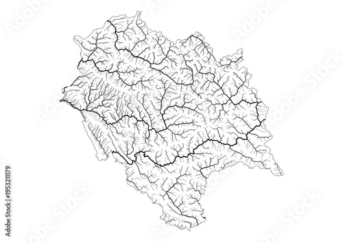 Himachal Pradesh River Map Minimalist Hydrology Line Art Pen Plotter Map Poster Wall Decor