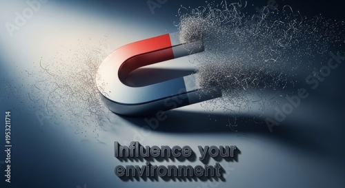 Horseshoe Magnet Attracting Iron Particles