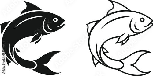 Salmon Fish Icon Set Vector Design Vector