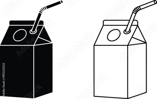 Milk Carton Juice Box Icon Set Vector