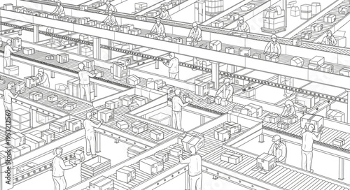 Detailed Architectural Blueprint of a Complex Industrial Structure.