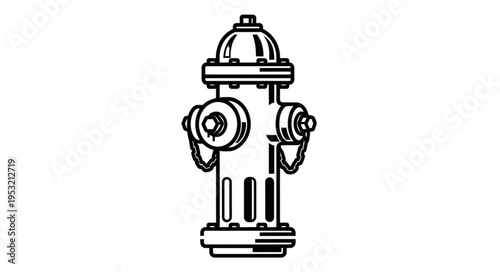 Detailed Line Art Illustration of a Classic Fire Hydrant.