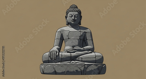 Meditative Buddha Statue - Serene Stone Sculpture in Contemplation.