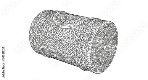 Detailed black and white drawing of a wine cork.