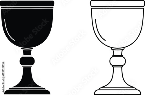 Chalice Icon Set: Solid and Outline Vector Design Vector